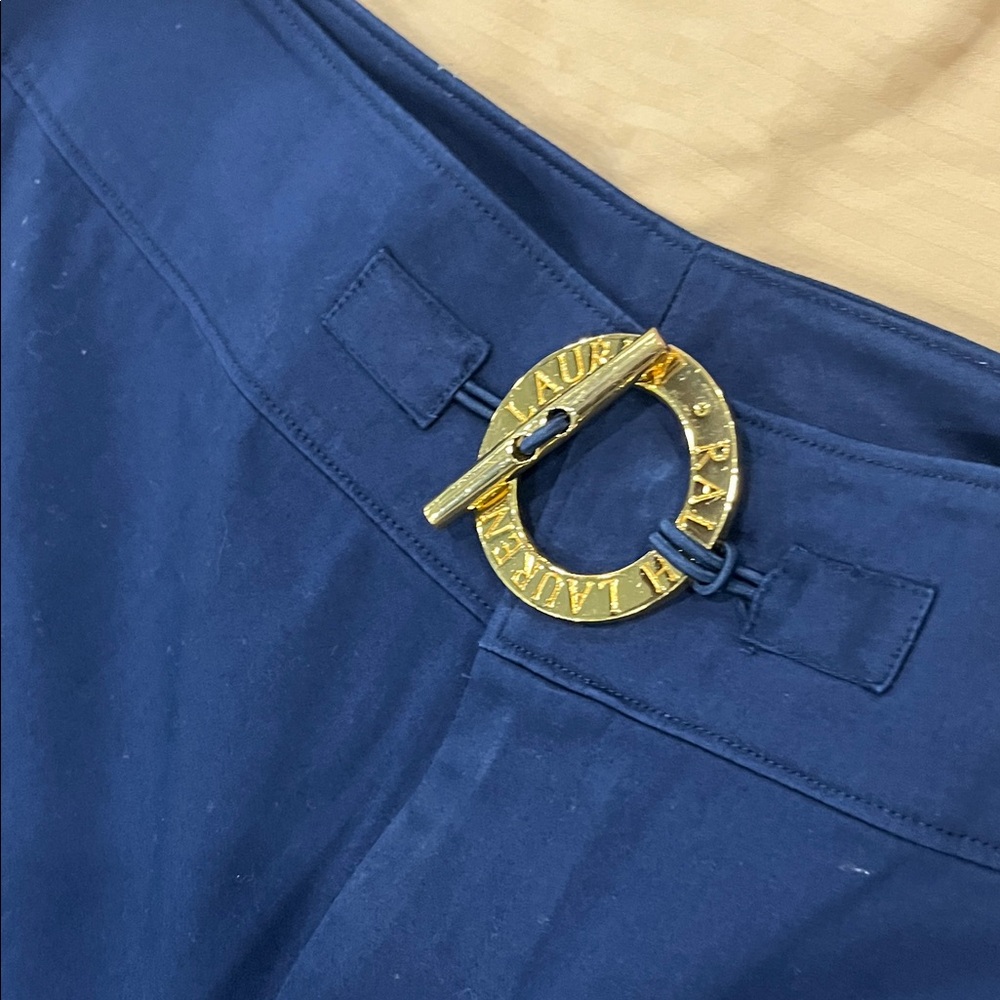 Ralph Lauren pants Dark Blue‎ Dress women’s size 12 gold accent waist - Picture 7 of 12